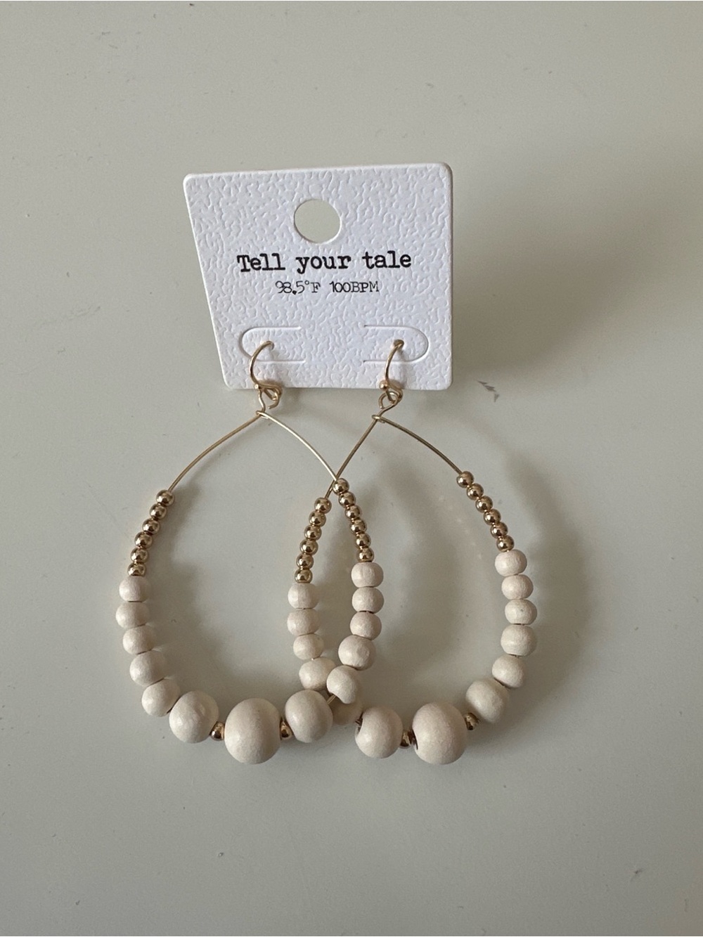 Tell Your Tale Cream Beaded Hoop Earrings